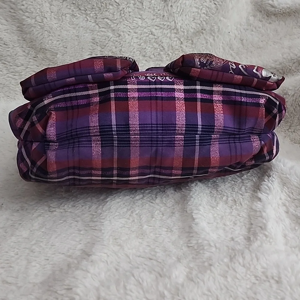 Coach Poppy Purple Tartan Metallic Shoulder Bag Purse - Picture 9 of 16